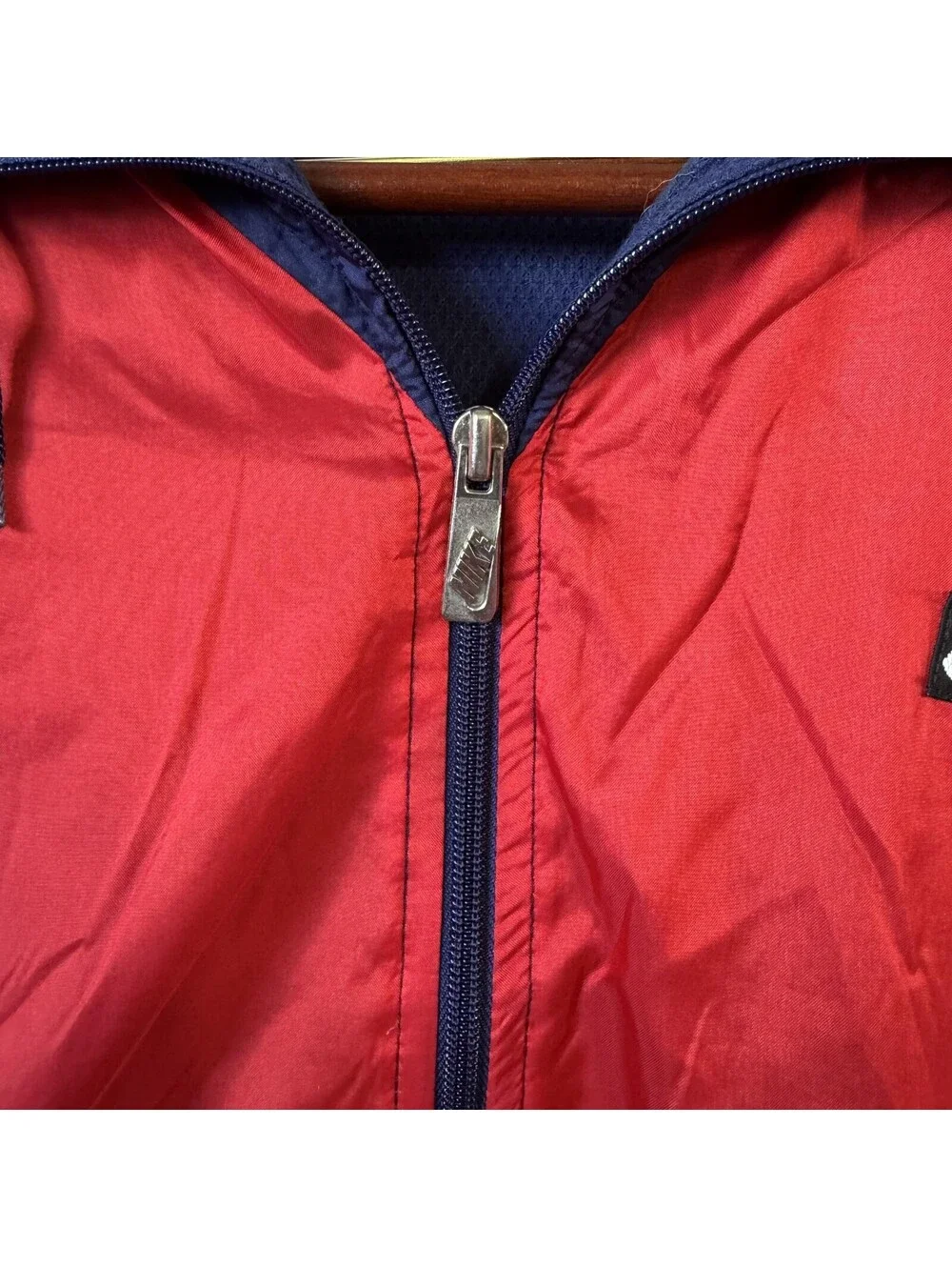 Vintage 80s Nike Windbreaker Jacket Mens M Red Blue Colorblock Hooded Full Zip